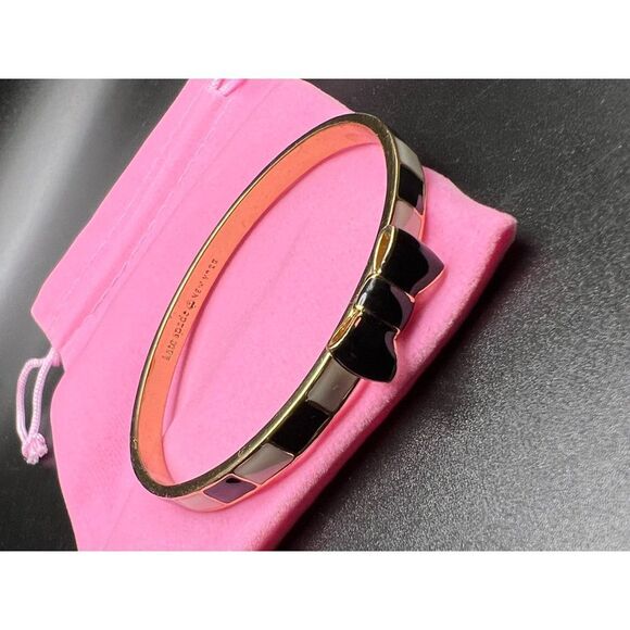 Kate Spade Black Striped Bow Bangle - Picture 2 of 8
